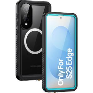 Lanhiem Magnetic for Samsung Galaxy S25 Edge Phone Case, IP68 Waterproof Dustproof Case with Built-in Screen Protector, Rugged Full Body Protective Cover for Galaxy S25 Edge 6.7 Inch, Blue