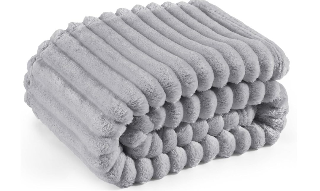 Bedsure GentleSoft Grey Throw Blanket for Couch - Cozy Soft Blankets for Women, Cute Small Fleece Throws for Girls, Light Grey, 25x35 Inches