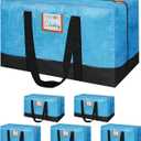 6 Pack Large Moving Bags, 115lb Capacity Heavy Duty Packing Bags with Internal Compression Straps, Storage Bag with Zippers and Strong Handles, Alternative to Moving Boxes -103L,Blue and Black