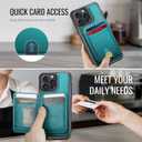 for iPhone 13 Pro Wallet Case Compatible with Magsafe, Magnetic RFID Blocking Card Holder Kickstand 2 in 1 Detachable Case for iPhone 13 Pro 6.1", Bluish Green