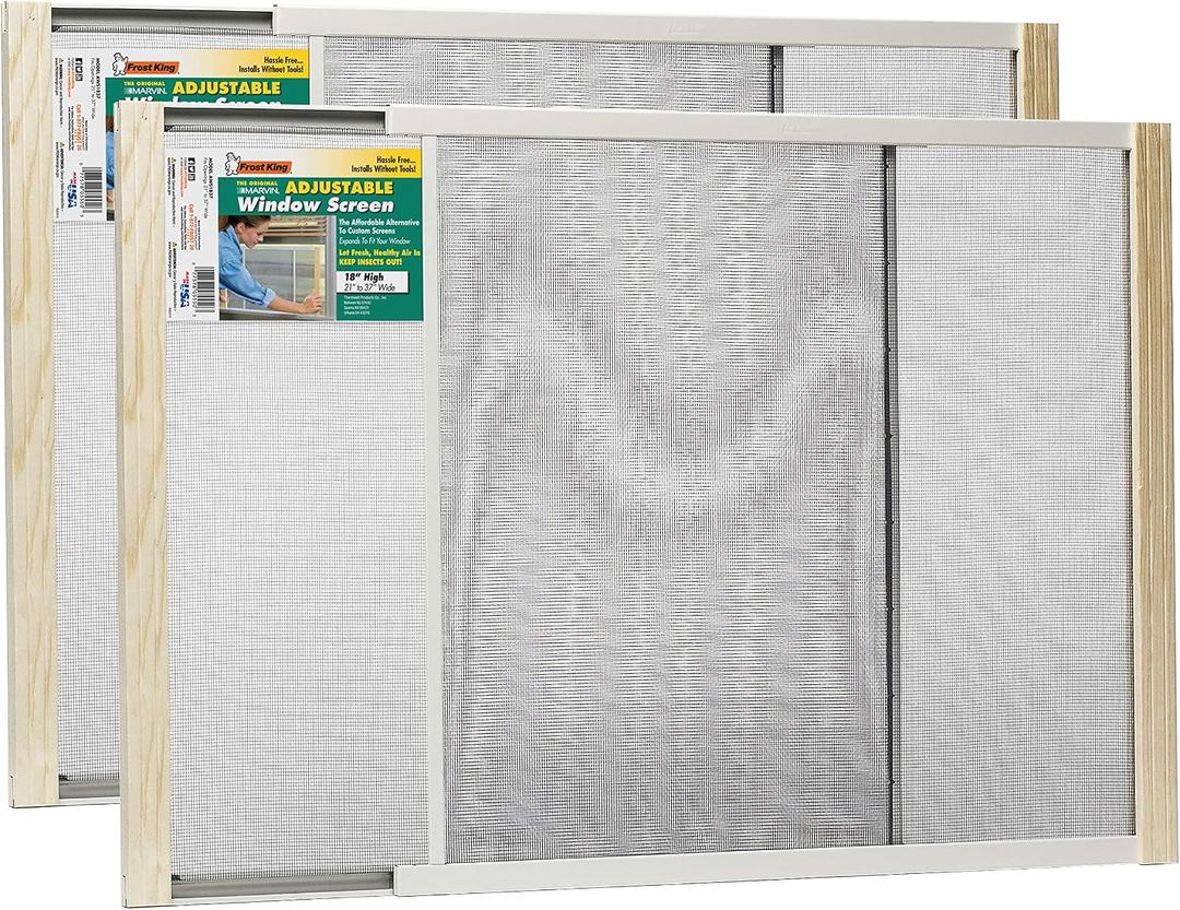 Frost King 2AWS1837 WB Marvin Adjustable Window Screen, 18in High x Fits 21-37in Wide (2 Pack)