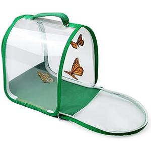 Small Butterfly Habitat, Insect Mesh Cage, Caterpillar Enclosure, Critter Cage, Bug Terrarium Portable Carry Handle Easy to Observe 8 x 8 x 8 Inches