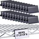 Kathfly 100 Pcs Wire Shelf Label Holders Compatible with Metro 1-1/4in Shelves, Plastic Wire Rack Label Holder 3 l x 1.25 H Price Tag Shelf Clips On, Black