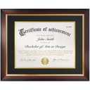 FrameMind 8.5x11 Diploma Frame with Black over Gold Acid-free Mat or Display 11x14 Document without Mat, Certificate Frame with Tempered Glass, Tabletop or Wall Mount (1 Pack, Mahogany/Black)