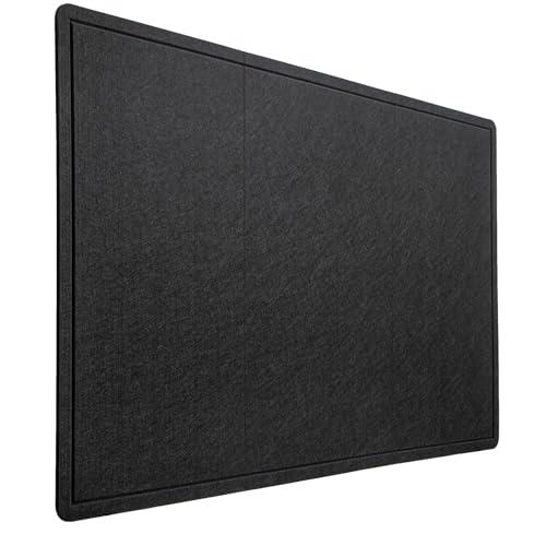 DexBoard 36" x 24" Large Bulletin Board for Wall | Decorative Felt Pin Board with 30 Push Pins | Foldable Photo Display Board for Office, Home & Classroom | Self-Adhesive Tape Included (Black)