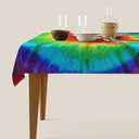 Tie Dye Tablecloth Rectangle Table Cloth Washable Table Cover for Decoration Kitchen Dining Room 60x90 Inch