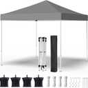Shades 10x10 Pop Up Canopy, Heavy Duty Beach Tent with Carrying Bag for Easy Moving, Sun Shelter for Parties, Events, Camping, Outdoor Gazebo with 420D PU Coated Waterproof Grey Fabric