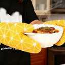 Yellow Checkered Oven Mittens, Heat-Resistant, Cute Checkered Oven Mittens,Oven Mitts and Pot Holders Sets for Baking, Grilling & Microwave Anti-Slip Silicone Kitchen Gloves 1 Pair 7 "x12.5