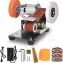Mini Belt Sander, Electric Small Sander Knife Making Supplies, 7 Adjustable Speed Electric Knife Sharpener, Power Belt Grinder for Woodworking, Metal Working DIY