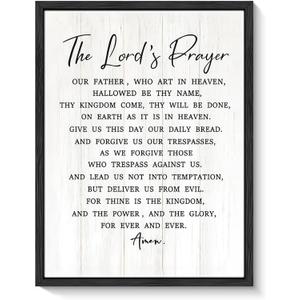 Floating Framed the Lords Prayer Canvas Wall Decor 16x24 Inch