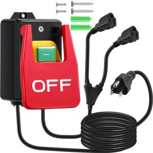 Dreyoo 1 Pack 120/230V Single Phase On/0ff switch, 120V 2HP Router Table Switch with Large Stop Sign Paddle Easy Contact for Fast Power Off for Table Saw and Other Electrical Equipment (2 Female Plug)
