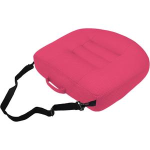 Car Booster Bandage Seat Cushion for Short Adults Thick Breathable Mesh Height Adjustable for Driving, Office & Home Use Universal Fit for Cars, Trucks & Wheelchairs 15.7"x15.7"x4.7"-Pink (With Straps)