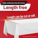 Plastic Table Cloth, 310 Ft X 54 in Disposable Tablecloth White Plastic Tablecloth with Any Cut Sliding Cutters Premium Table Cover Roll for Picnics, Parties, Birthdays, Weddings