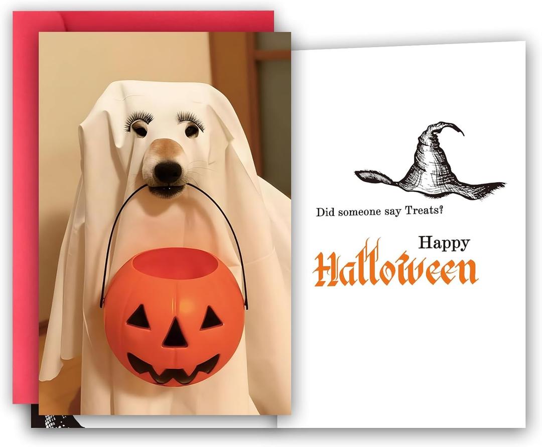 3 x Funny Halloween Card for Dog Lover, Cute Dog Halloween Card Gifts for Kids Friends Family, Trick Or Treat Dogs Cards, Happy Howl-o-Ween. (901)