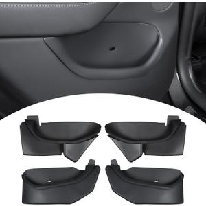 2025 2026 Tesla Model Y Juniper Door Organizer Trays - Upgraded TPE Door Side Storage Box with 2 Extra Storage Bags Set of 4 Black