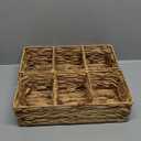 2 Pack 3-Section Wicker Baskets, Water Hyacinth Storage Bin, Handwoven Desk Organizer, Toilet Paper Container, Rectangle Holder for Counter Top Toilet Tank Shelves Coffee Bar Pantry