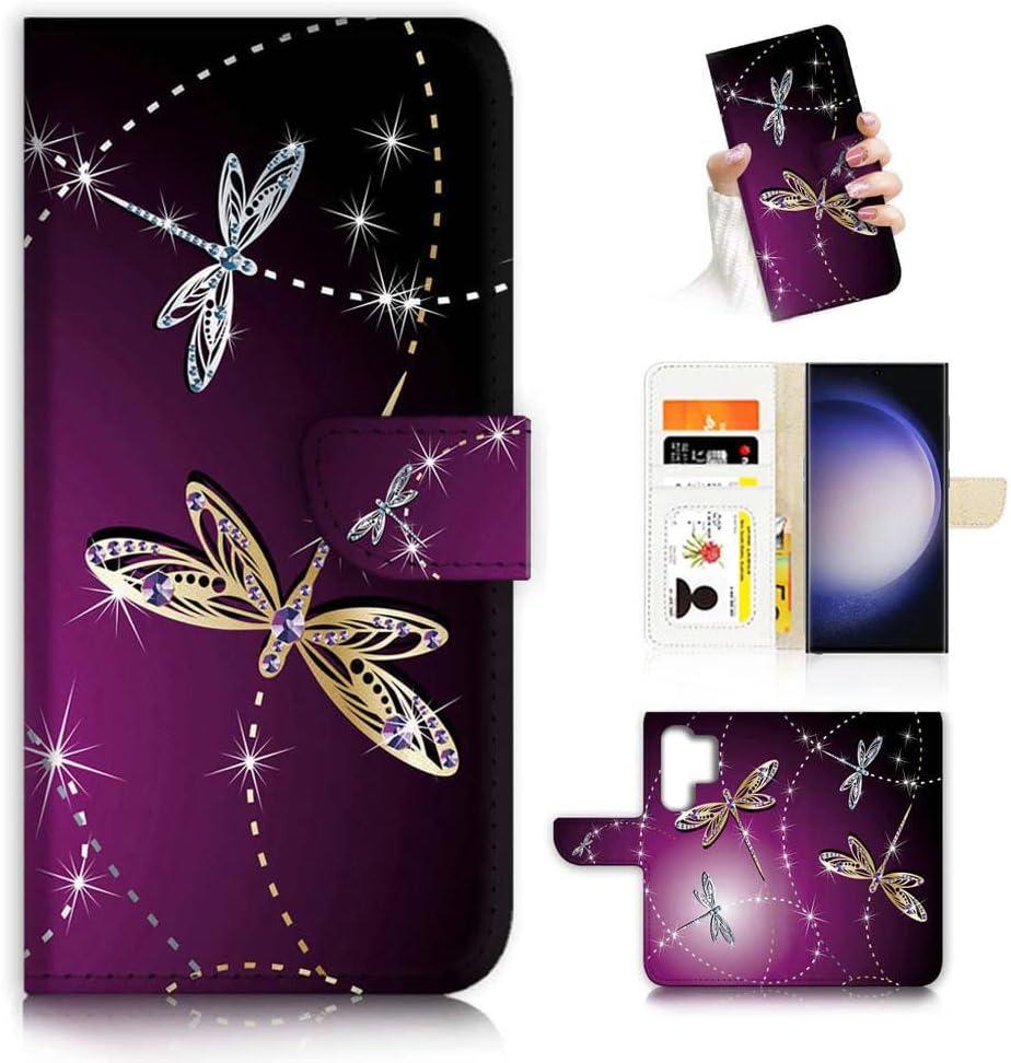for Samsung S25 Ultra, for Samsung Galaxy S25 Ultra, Designed Flip Wallet Phone Case Cover, A20232 Purple Dragonfly 20232
