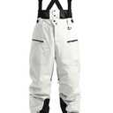 GSOU SNOW Men Snow Bibs Women Loose Ski Pants Snowboard Overall Insulated Waterproof Windproof Warm Winter Beige S