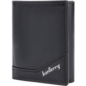 Small Popup Card Case Wallet, Campact Design RFID Wallet for Men with Card Slots, Slim Mens Leather Wallet Purse (Black)