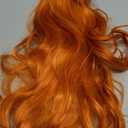 Baruisi Long Curly Wavy Orange Wigs for Women Side Part Natural Looking Synthetic Cosplay Hair Wig,Orange