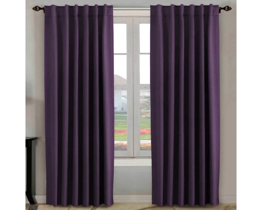 H.VERSAILTEX Blackout Curtains Thermal Insulated Window Treatment Panels Room Darkening Blackout Drapes for Living Room Back Tab/Rod Pocket Bedroom Draperies, 42 x 72 Inch, Plum Purple, 2 Panels