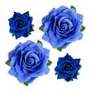 Topbuti Rose Hair Clip Flower Hairpin Brooch Floral Clips, 4 Pcs Fabric Rose Flowers Hair Clips Mexican Hair Flowers Pin up Headpieces for Woman Girl Wedding Party Mother's Day (2 Sizes) (Blue)