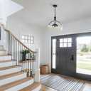 3-Lights Modern Pendant Lights Kitchen Island, Matte Black Hanging Light Fixtures with 15.8" Clear Glass Shade, Industrial Hanging Chandelier for Kitchen Entryway Bedroom Foyer