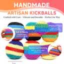 TLM 6PCS Upgraded Handmade Knitted Hackys Set, Colorful Crochet Footbag Sacks, Juggling Balls for Adults Beginners, Portable Handwoven Toss Hacky Balls