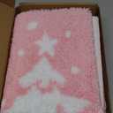 Mocsicka Christmas Bath Mat Pink Xmas Tree Winter Bathroom Rug Super Soft Absorbent Bathroom Rugs Non Slip Bath Mat Machine Washable Rug for Bathrooms 20x32 inches (Pink)