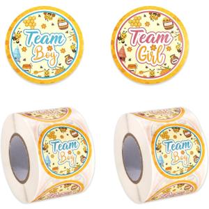 1000pcs Bumble Bee Gender Reveal Stickers, Colorful Team He Boy or Team She Girl Stickers Little Honey Bee Party Supplies for Baby Shower Favors Gender Reveal Party Games Decorations