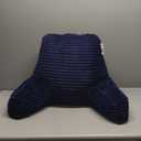 Nestl Reading Pillow for Bed Adult  Back Pillow for Sitting in Bed, Standard Plush Bed Pillows for Sitting Up in Bed, Shredded Memory Foam Bed Chair Pillow with Arms and Pockets, Navy Bed Rest Pillow (05- Navy Blue)