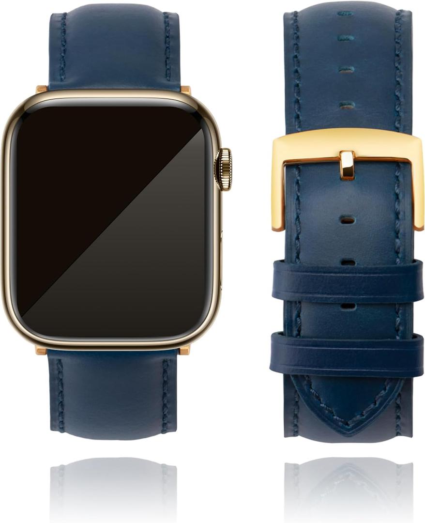 Leather Watch Bands Compatible with Apple Watch 49mm 46mm 45mm 44mm 42mm 41mm 40mm 38mm, Top Grain Leather Replacement Straps for iWatch Series 11 10 9 8 7 6 5 4 3 2 1 SE3/2/1 Ultra3/2/1