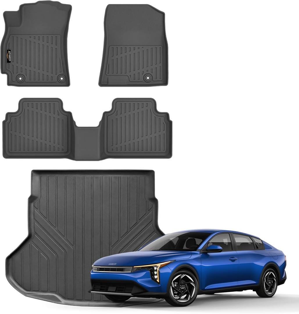 Floor Mats & Cargo Liner Custom Fit for Kia K4 2025 2026 Sedan All Weather TPE Rubber Trunk Mat Anti-Slip Full Set Automotive Floor Liners for Kia K4 2025 Accessories