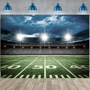 Football Field Backdrop Football Themed Auditorium Light Photography Background Sports Birthday Party Decoration Banner Photo Studio Props, 3 Pack (82x59 inch (7x5FT))