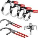 SPARKWHIZ Oil Filter Wrench Set, Oil Filter Removal Tool 2-3/4" - 5-1/4", 9" & 12" Adjustable Oil Filter Pliers, Adjustable 3-Jaw Oil Filter Wrench, 7pcs