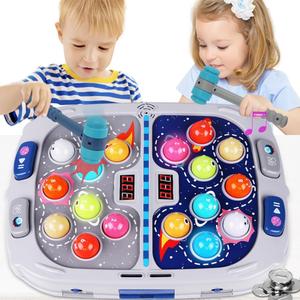 Hammer Mole Game for Toddler, Toys for 3-12 Year Old Boys and Girls, Kids Whack Pound Game,Gifts for 3 4 5 6+ Year Old Boys, Interactive Educational Toy with Sound and Light, PK Mode with 2 Hammers (Gray)