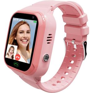 4G Kids Smart Watch GPS Tracker, Boys Girls Kids Smartwatches Phone Watch Video Call SOS Emergency Alarm Voice Chat Game and Touch Screen Tracking Smartwatch for Age 4-12 (Pink)