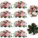 BLOSMON Dusty Rose Flowers Centerpieces: 10 Pieces Pink Roses Artificial Flower Balls for Wedding Dinning Table - Fake Silk Kissing Floral Arrangements for Home Party Event Decor