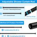 MEXAU 2 Pack Black Spring Tension Curtain Rods 18-37 Inch,Adjustable Tension Rods Shower Curtain Rod No Drilling for Window, Bathroom, Closet, Room Divider, 7/8" Diameter