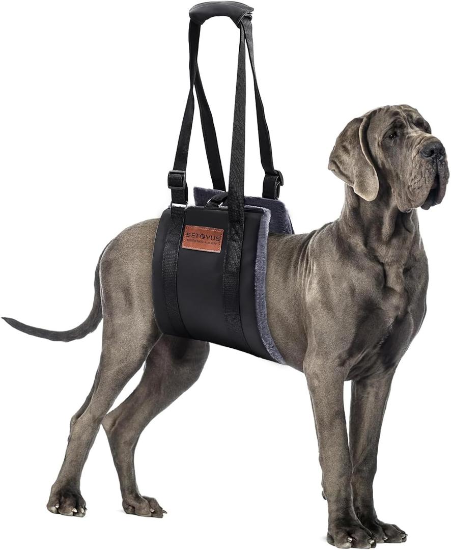 Dog Sling for Large Dogs Hind Leg Support, Magic Tape Dog Lift Harness, Soft Dog Support Harness for Back Legs, Hip Support Harness to Help Senior, Injured, Disabled and After ACL Surgery (Small, Grey)
