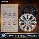 16 Inch Universal Hubcaps, Silver Wheel Covers, Set of 4