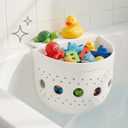 Bath Toy Organizer for Tub with Suction Cup - Silicone Bath Toy Storage Holder, Bathtub Toys Organizer and Holder for Easy Access & Sorting，White