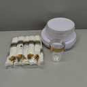 KIRE 350 PCS White and Gold Plates Disposable - Elegant Dinnerware Set of 50 Guest, White Plastic Plates With Gold Rim, Pre Rolled Napkins with Silverware & Cups for Party/Wedding