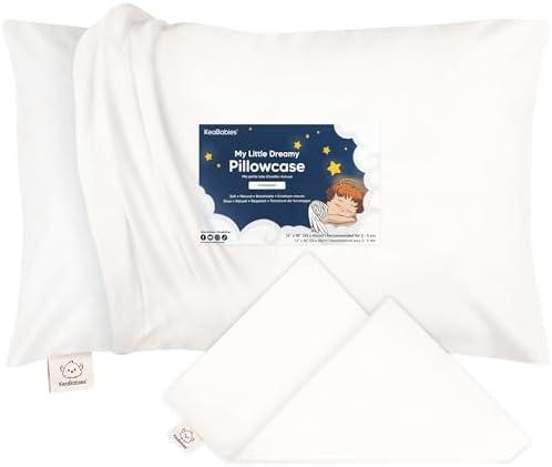 KeaBabies Toddler Pillowcase 13"x18" - Organic Cotton Toddler Pillowcase for Kids, Boys, Girls, Soft & Durable Cotton Cover for Miniature Sleepy Pillows, Cute Colors, Pillow Sold Separately(Soft White), Set of 2