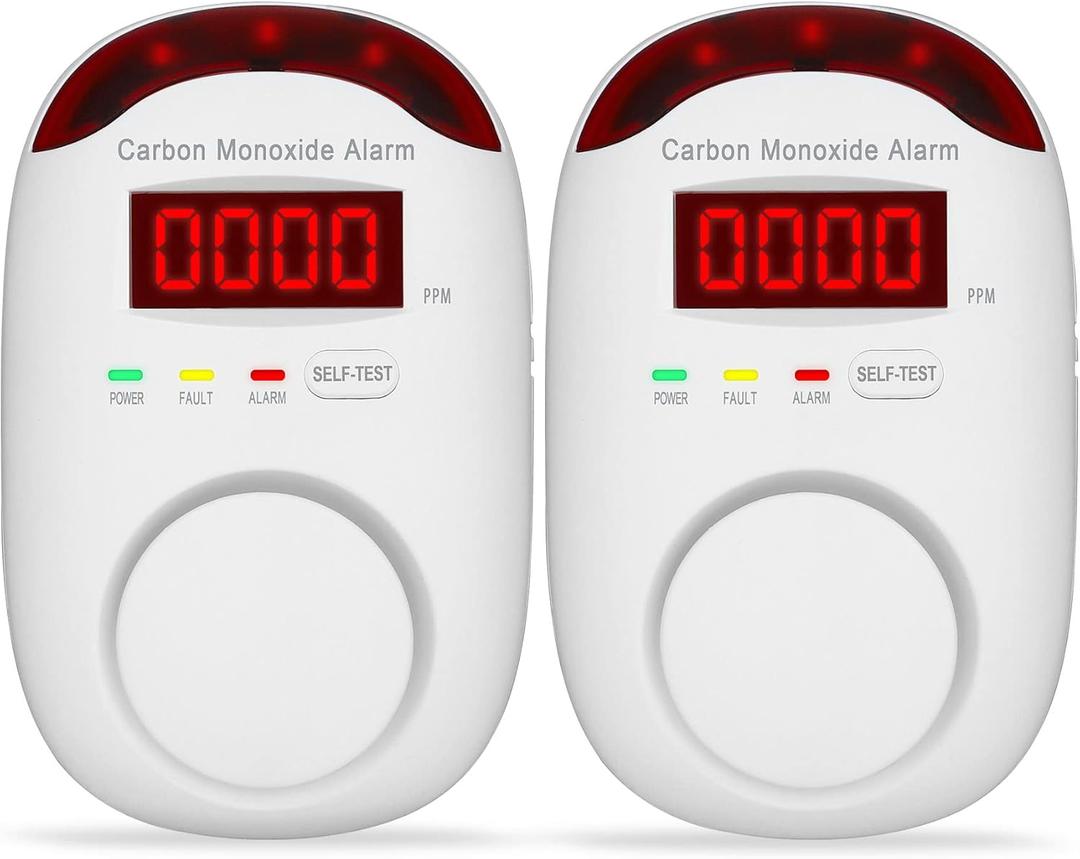 Plug-in Carbon Monoxide Detectors,Koabbit CO Level Monitoring Alarm with Light & Digital Display for Home/Kitchen/Bedroom,Accurate & Easy to Install(2 Pack)