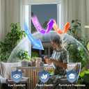 rabbitgoo One Way Privacy Window Film Window Tint for Home with Tools, UV Blocking Heat Control Static Cling No Glue, Daytime Privacy See Out Not in, 35.4 in X 6.5 Feet, Black Silver