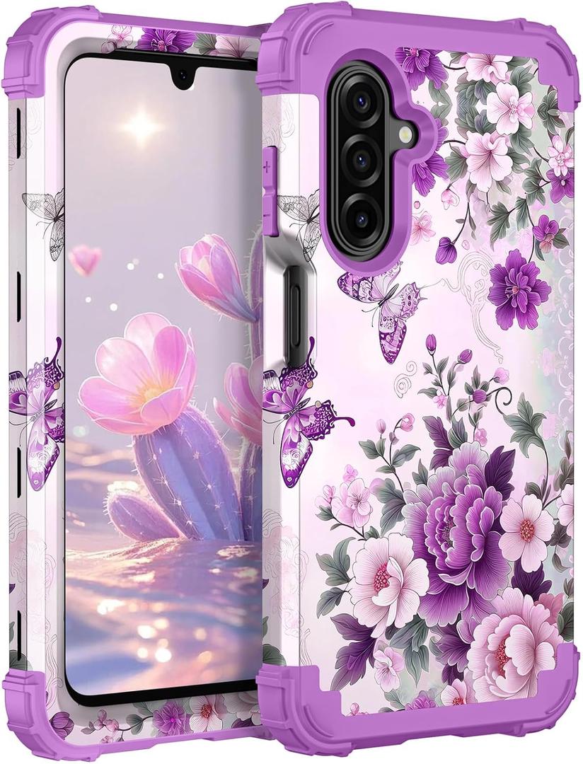 TEECOVER Heavy Duty Case for Samsung Galaxy A17, Violet | Shockproof Full-Body Drop Protection Hard Plastic Bumper + Soft Silicone Rubber Protective Case for Women Girls.