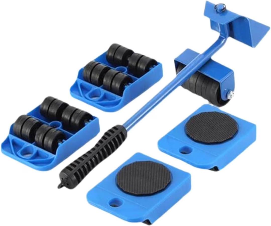 2026 New Furniture Lift Tool Set, Upgrade Furniture Movers Sliders Furniture Lifter Tool,Furniture Movers with Adjustable Height Lifting Tool Lever & 4 Wheels, Mover Dolly Sliders Tool (Blue)