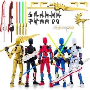 5-Pack T13 Action Figure Already Assembled, Multi-Colored Titan 13 Action Figure Set with Laser Saber 3D Printed T 13 Lucky Robo Dummy Nova 13 Action Figures, Figura de accin t13