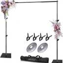 HYJ-INC Pipe and Drape Photography Backdrop Stand Kit Adjustable Photo Background Stand 10ft x 6.5ft with Metal Base for Parties Weddings Birthday Party Events Photo Booth